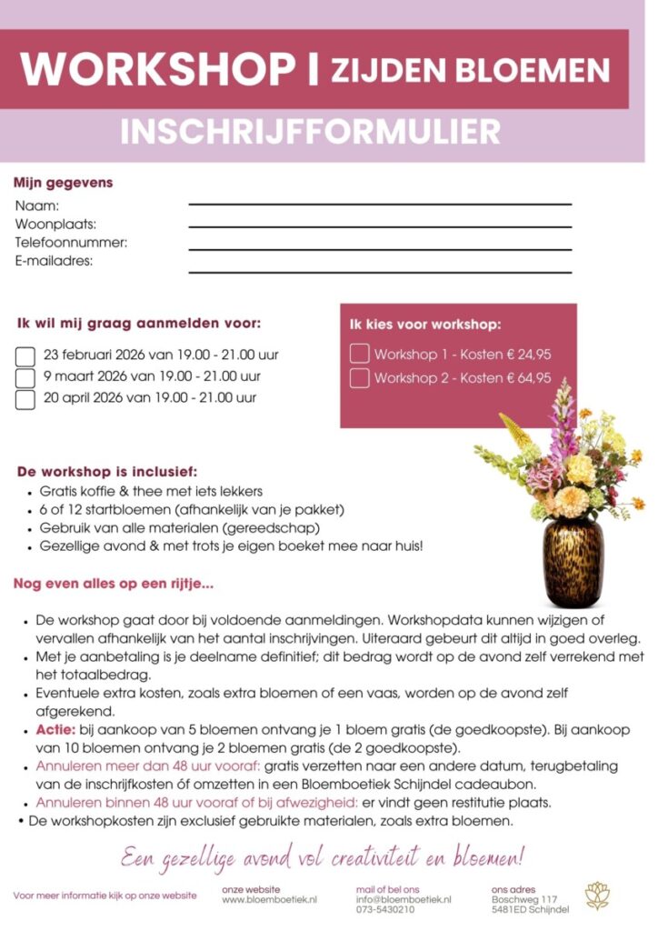 Workshop | zijden bloemen | zijden boeket maken | kunstbloemen | bij Bloemboetiek Schijndel