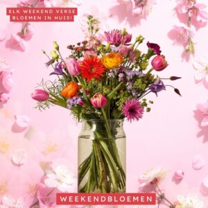 Kleurrijk weekendboeket met verse seizoensbloemen