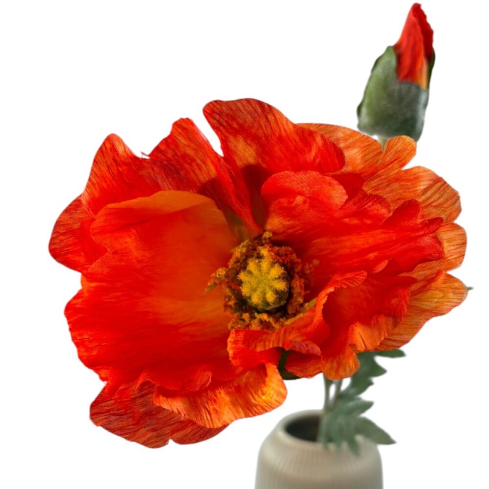 Zijden Klaproos Oranje | 75 cm - Afbeelding 10