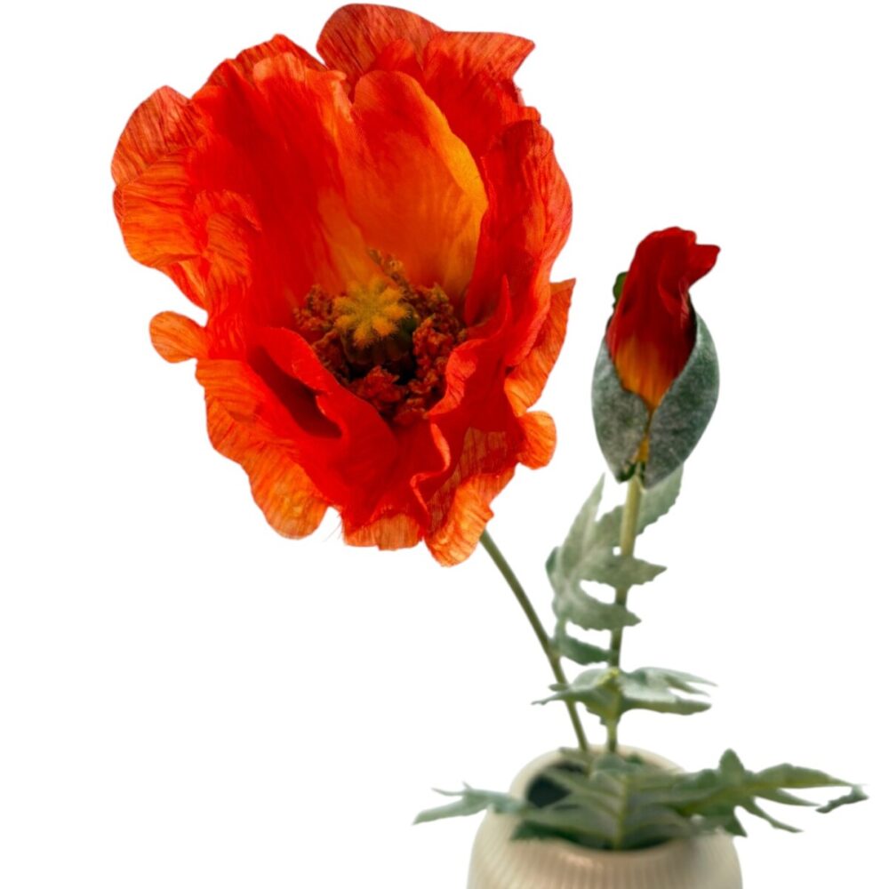 Zijden Klaproos Oranje | 75 cm - Afbeelding 8